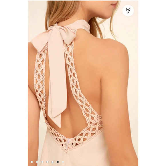 Lulus Any Sway, Shape Or Form Pink Lace Halter Shift Open Back Formal Dress - Picture 4 of 13